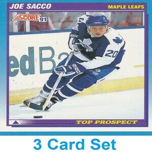 Joe Sacco Hockey Card Collection - 3 Toronto Maple Leafs NHL Hockey Cards